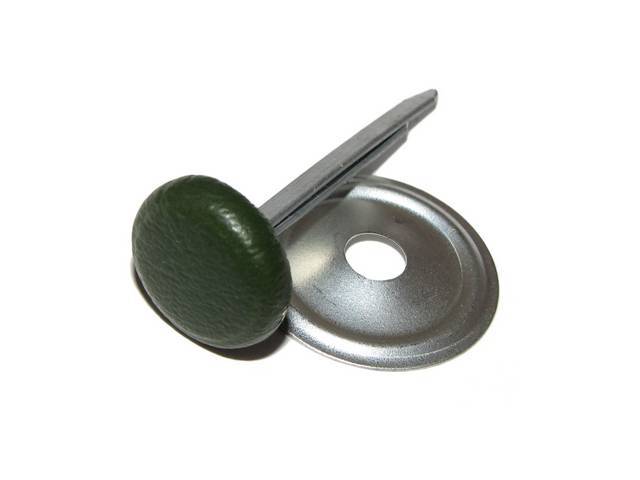 BUTTON, Front Seat and Rear Seat Back Cover, 9/16 Inch O.D., DARK GREEN MADRID
