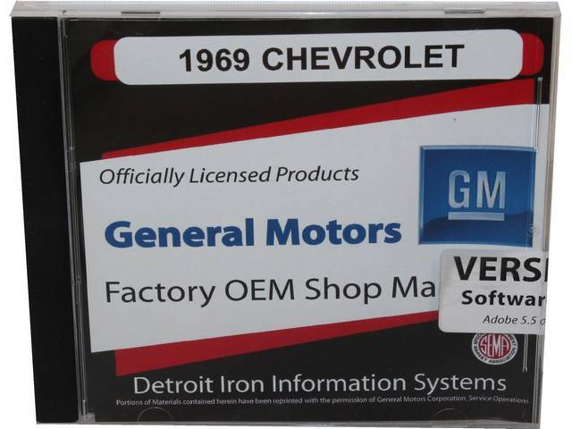 SHOP MANUAL ON CD, 1969 Chevrolet, Incl 1969 Chevrolet chassis, overhaul and Fisher body manuals, 1964-72 Chevrolet parts manuals