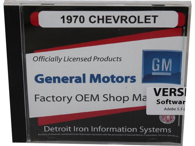 SHOP MANUAL ON CD, 1970 Chevrolet, Incl 1970 Chevrolet chassis, overhaul and Fisher body manuals, 1964-72 Chevrolet parts manuals