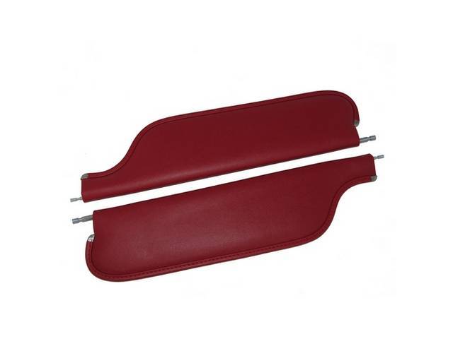 SUNVISOR SET, Red, Madrid Grain, 2 Pin Style (Incl 2 Pins), Repro