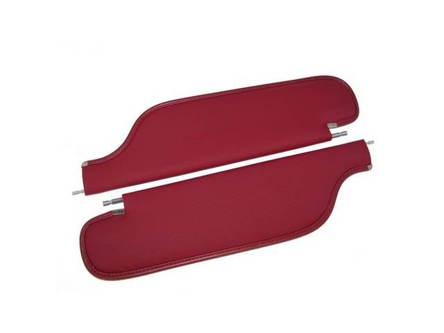 SUNVISOR SET, Red, Bedford Grain, 2 Pin Style (Incl 2 Pins), Repro