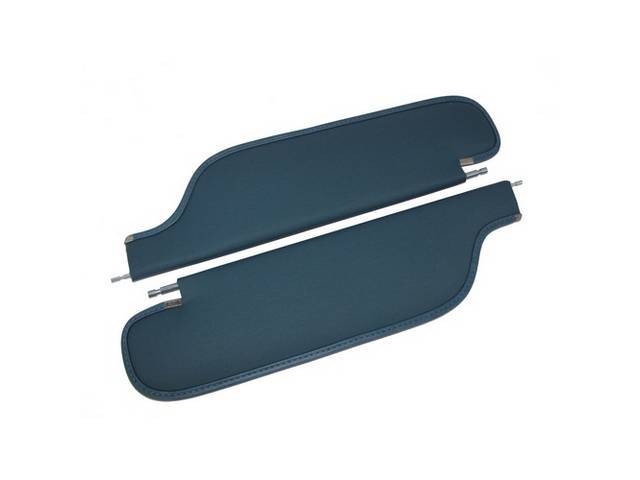 SUNVISOR SET, Medium Blue / Teal Blue, Bedford Grain, 2 Pin Style (Incl 2 Pins), Repro