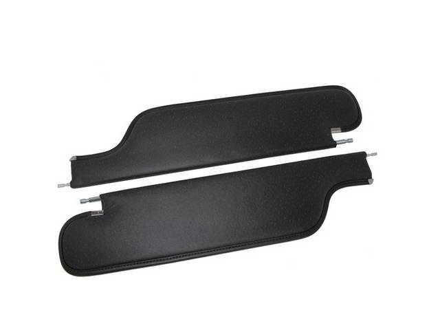 SUNVISOR SET, Black, Perforated Grain, 2 Pin Style (Incl 2 Pins), Repro