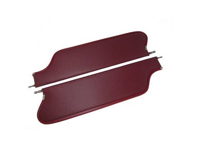 SUNVISOR SET, Red, Perforated Grain, 2 Pin Style (Incl 2 Pins), Repro