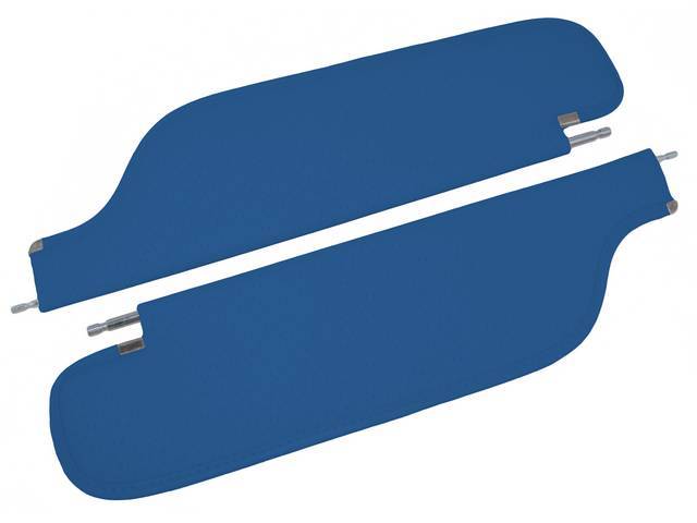 SUNVISOR SET, Premium, Bright Blue, Perforated Grain, 2 Pin Style (Incl 2 Pins), Repro