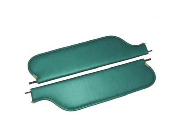SUNVISOR SET, Premium, Teal Blue, Perforated Grain, 2 Pin Style (Incl 2 Pins), Repro
