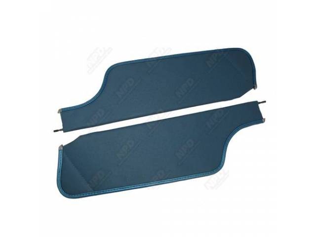 Premium Quality Bright Blue Perforated Grain 2 Pin Style Sunvisor Set for (1970)