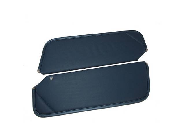 Dark Blue Premium Sunvisor Set, Non-Perforated Grain, Concours Quality reproduction by Legendary Auto Interiors