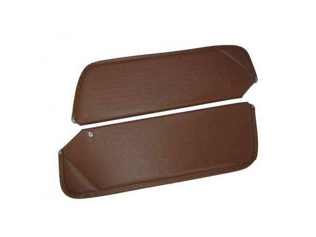 Brown Premium Sunvisor Set, Non-Perforated Grain, Concours Quality reproduction by Legendary Auto Interiors