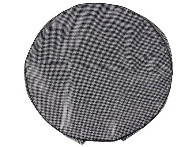 TIRE COVER, 14 or 15 Inch, Gray houndstooth, w/o hardboard, OE Style Repro