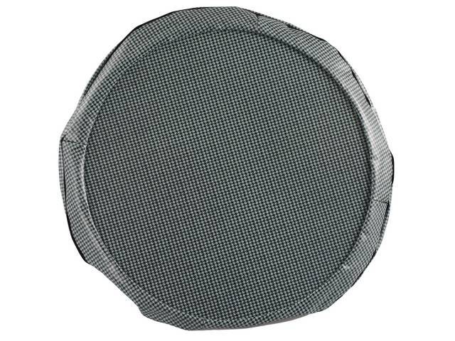 TIRE COVER, 14 Inch, Aqua and Black Houndstooth, W/ hardboard, repro