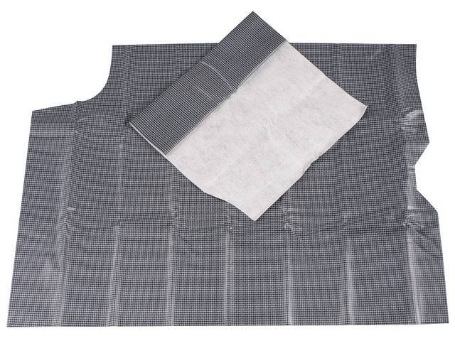 TRUNK MAT, Vinyl, Gray and Black Houndstooth, 2-piece, vinyl top w/ white fleece back, non-OE replacement style repro