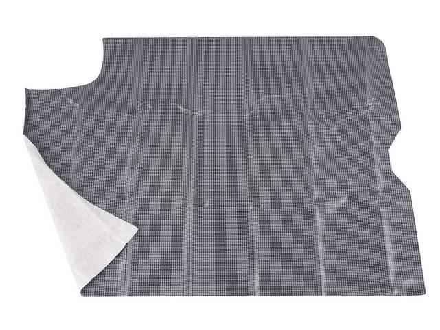 TRUNK MAT, Vinyl, Gray and Black Houndstooth, 1-piece, vinyl top w/ white fleece back, non-OE replacement style repro