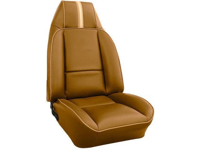 Camel Tan Premium Front Bucket Upholstery Set, Dlx Vinyl, Pair, Concours Legendary Auto Interior reproduction