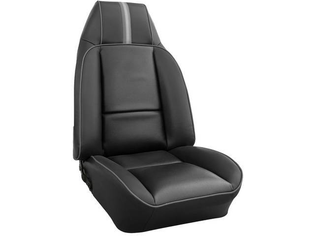 Black Premium Front Bucket Upholstery Set, Dlx Ribbed Cloth, Pair, Concours Legendary Auto Interior repro