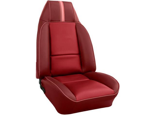 Carmine Premium Front Bucket Upholstery Set, Dlx Ribbed Cloth, Pair, Concours Legendary Auto Interior repro