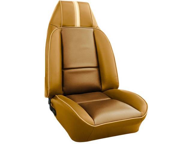 Camel Tan Premium Front Bucket Upholstery Set, Dlx Ribbed Cloth, Pair, Concours Legendary Auto Interior repro