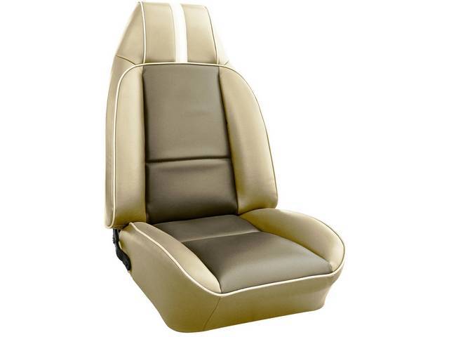 Beige Premium Front Bucket Upholstery Set, Dlx Cloth, Pair, Concours Legendary Auto Interior reproduction