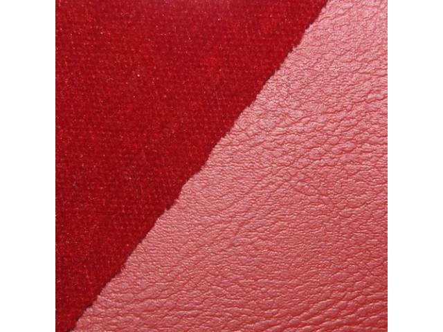 UPHOLSTERY SET, Front and Rear, Dlx Custom Cloth, Dark Red, Madrid Grain Vinyl W/ Empress Cloth Inserts