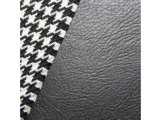 Restoration Quality Front Bucket and Fixed Rear Seat Upholstery Set, Deluxe Black Madrid Grain Vinyl w/ Black & White Houndstooth inserts, Reproduction for (1969)