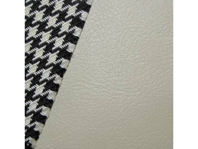 Restoration Quality Front Bucket and Fixed Rear Seat Upholstery Set, Deluxe Ivory Madrid Grain Vinyl w/ Black & White Houndstooth inserts, Reproduction for (1969)