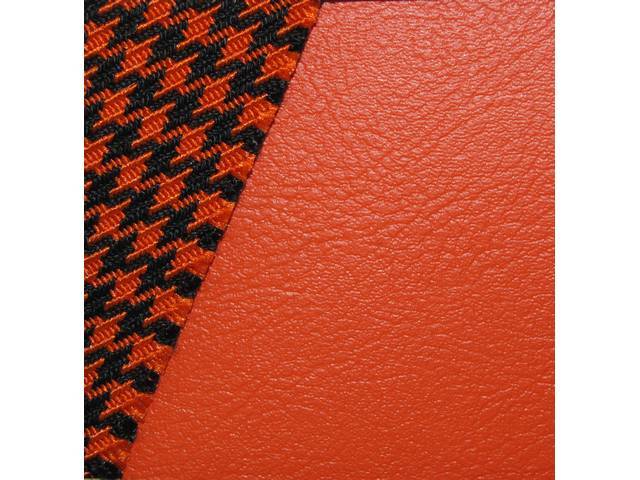 Restoration Quality Front Buckets and Rear Seat Upholstery Set, Deluxe Houndstooth, Orange, Reproduction for (1969)