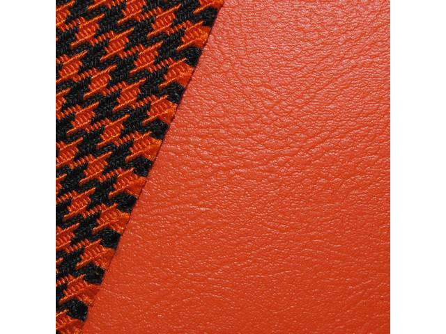 Restoration Quality Front Bucket and Fold Down Rear Seat Upholstery Set, Deluxe Houndstooth, Orange, Reproduciton for (1969)