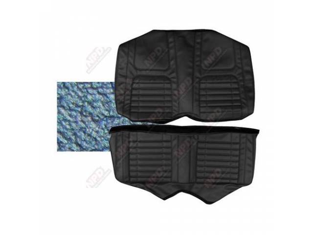 Premium Quality Blue Deluxe Rear Seat Upholstery Set, Reproduction for (1968)