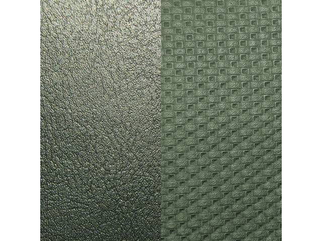 Restoration Quality Standard Interior Front Bucket Seat Upholstery Set, Dark Metallic Green vinyl