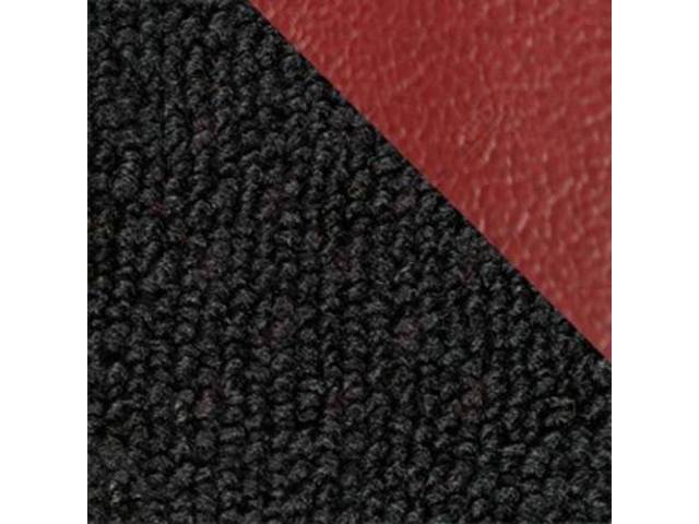 CARPET, RAYLON WEAVE, BLACK WITH 2 RED HEEL PADS