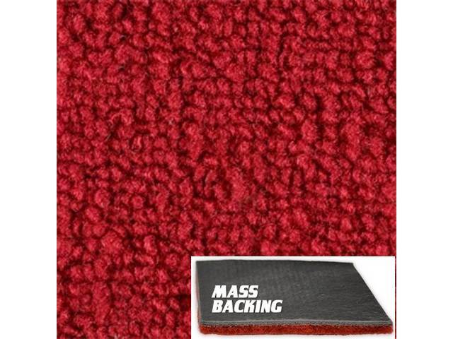 CARPET, MASS BACKED RAYLON WEAVE, RED, EARLY STYLE
