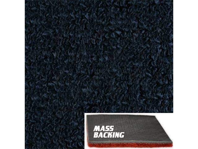 CARPET, MASS BACKED RAYLON WEAVE, DARK BLUE, EARLY STYLE