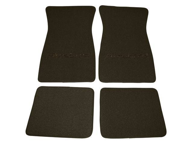 FLOOR MATS, Carpet, Raylon (Loop Style), Dark Saddle w/ *Indian Head* design in black, (4)