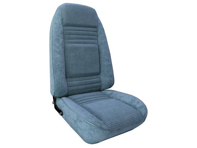 Premium Upholstery Set, Front Buckets, Dlx Cloth, Light Blue, Lombardi Cloth W/ Hobnail Cloth for (1979)