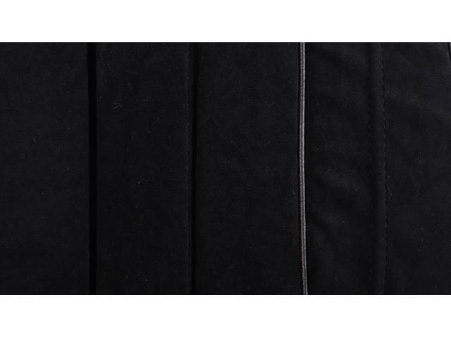 Premium Upholstery Set, Rear Seat, Dlx Custom Cloth, Black, Lombardi Cloth w/ Black Sierra Trim for (1977)