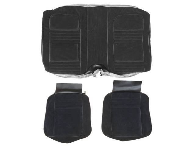 Premium Upholstery Set, Rear Seat, Dlx Cloth, Black, Lombardi Cloth w/ Sierra Trim for (1978)