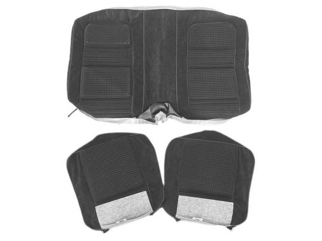 Premium Upholstery Set, Rear Seat, Dlx Cloth, Black, Lombardi Cloth W/ Hobnail Cloth for (79-80)