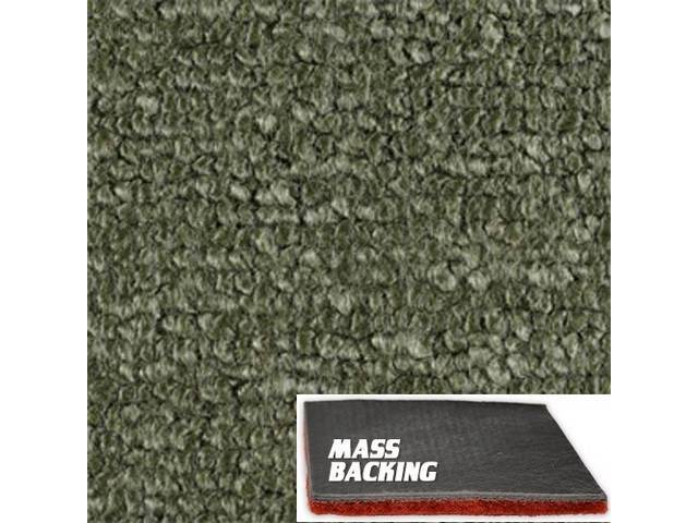 Molded Carpet Set, Raylon Loop, 2-piece, Moss Green, M/T, with Improved Mass Backing, reproduction