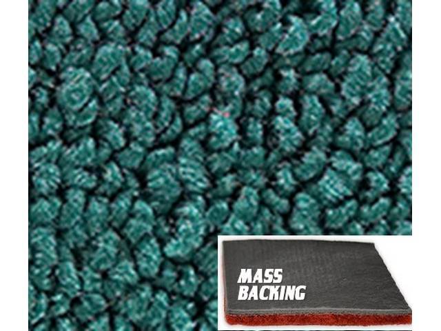 Molded Carpet Set, Raylon Loop, 2-piece, Aqua, M/T, w/ Improved Mass Backing, reproduction