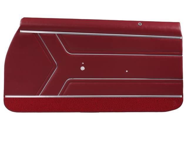 PANEL SET, Inside Door, Pre-Assembled, Std, Red (actual color, GM called Red or Medium Red) w/ red lower carpets, PUI, *Silver Edition*, madrid grain vinyl