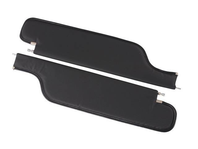 SUNVISOR SET, Premium, Black, Non-Perforated grain (OE called Weymouth), 2 pin style (incl 2 pins), Legendary, repro