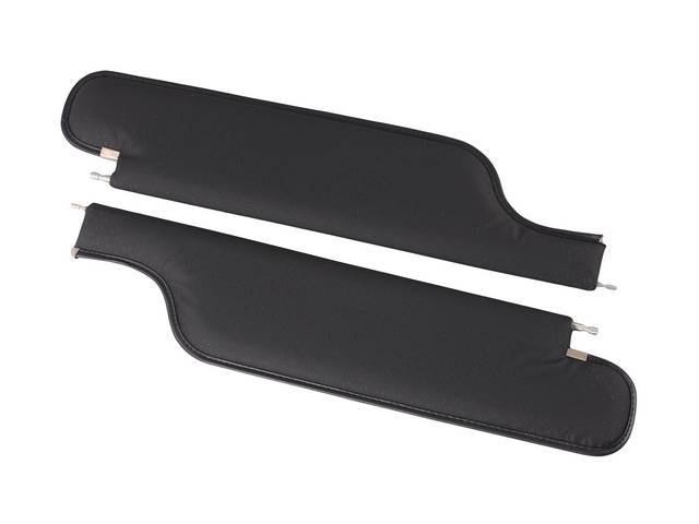 SUNVISOR SET, Premium, Black, Perforated grain (OE called Weymouth), 2 pin style (incl 2 pins), Legendary, repro