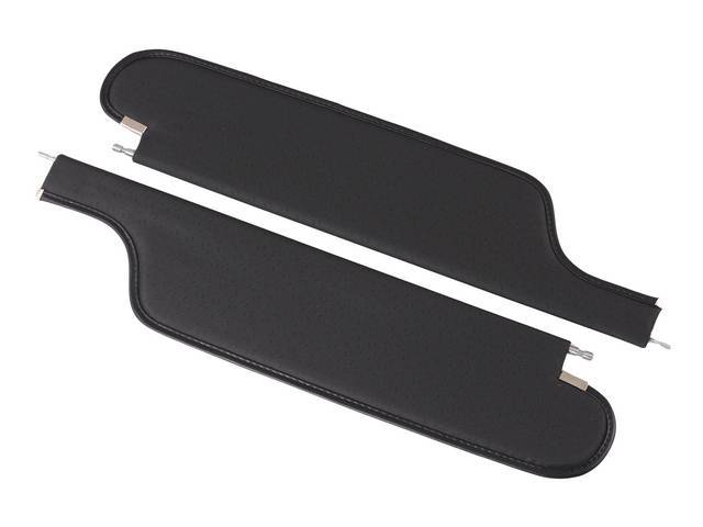 SUNVISOR SET, Premium, Black, Perforated grain (OE called Whipcord), 2 pin style (incl 2 pins), Legendary, repro