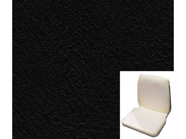 Rallye Seat Buckets Upholstery and Foam Set, Black, Legendary, madrid grain vinyl w/ elk grain vinyl inserts