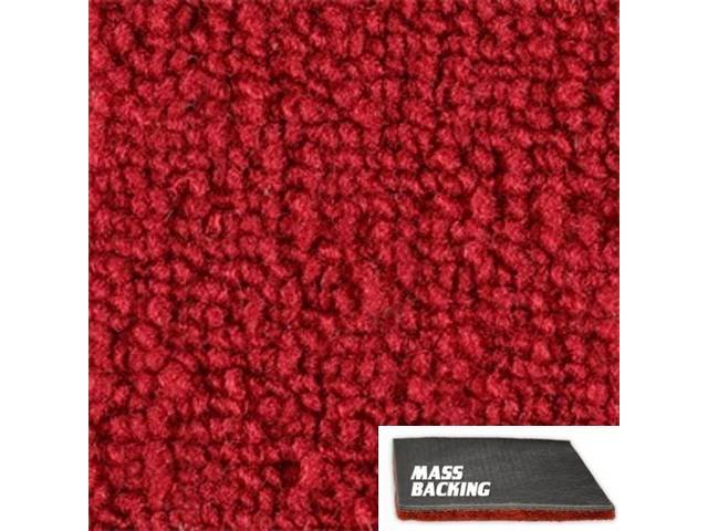 Molded Carpet Set, Raylon Loop, 2-piece, Bright Red, A/T, w/ Improved Mass Backing, reproduction