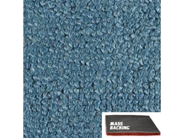 Molded Carpet Set, Raylon Loop, 2-piece, Medium Blue, A/T, w/ Improved Mass Backing, reproduction