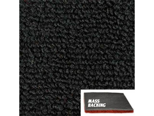 Molded Carpet Set, Raylon Loop, 2-piece, Black, M/T, with Improved Mass Backing, reproduction