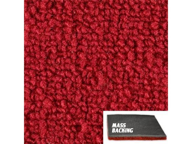 Molded Carpet Set, Raylon Loop, 2-piece, Bright Red, A/T, with Improved Mass Backing, reproduction