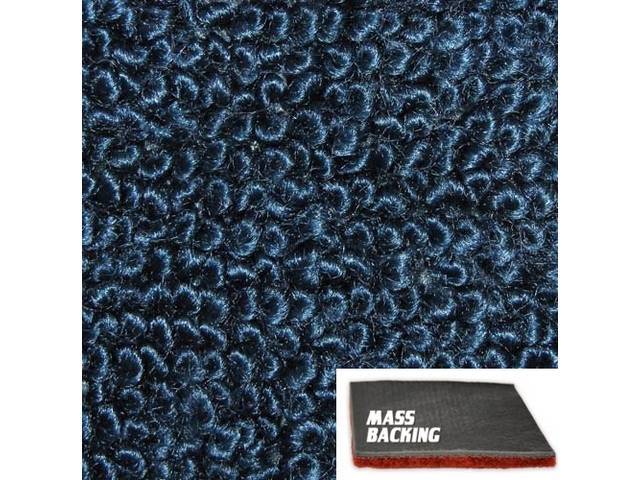 Molded Carpet Set, Raylon Loop, 2-piece, Medium Blue, A/T / column shift M/T, with Improved Mass Backing, reproduction