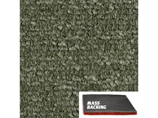 Molded Carpet Set, Raylon Loop, 2-piece, Medium Green, A/T, with Improved Mass Backing, reproduction